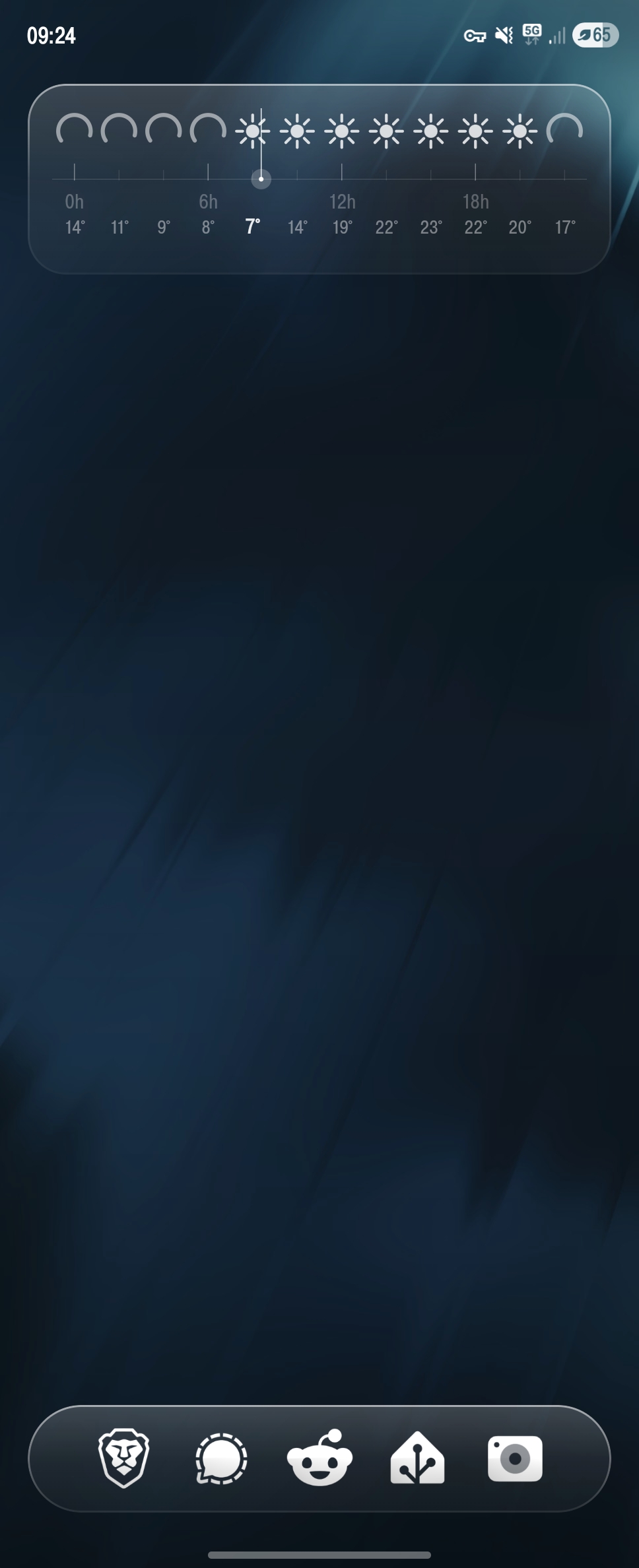 Glide Launcher Home Screen with minimalist Weather Widget